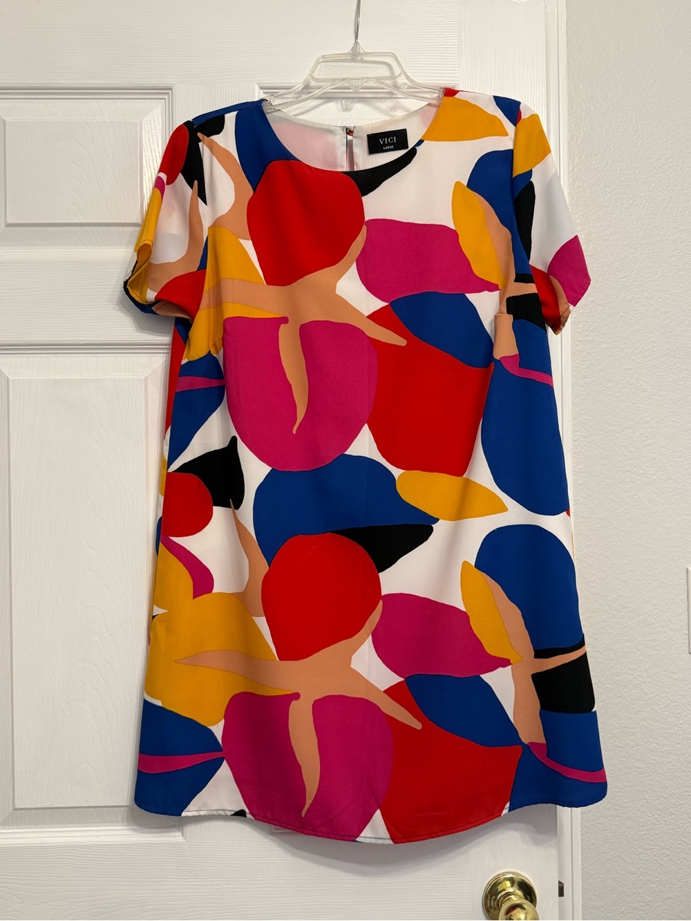 VICI Abstract Colorblock Dress in Black, Blue, Yellow, Red